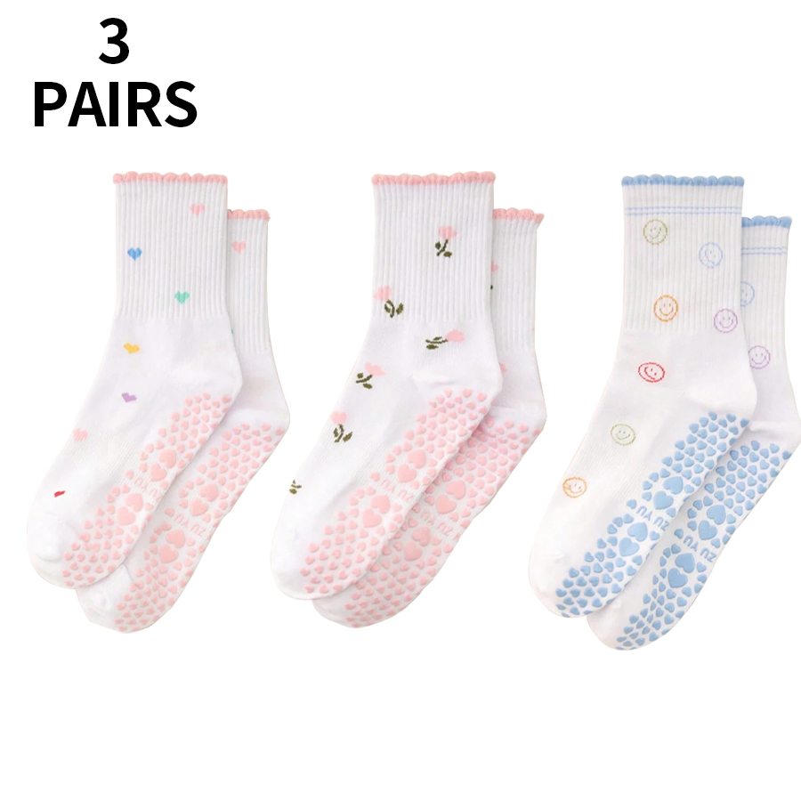 Grip Sock Yoga - 1/2/3/4 أزواج من جوارب البيلاتس النسائية،