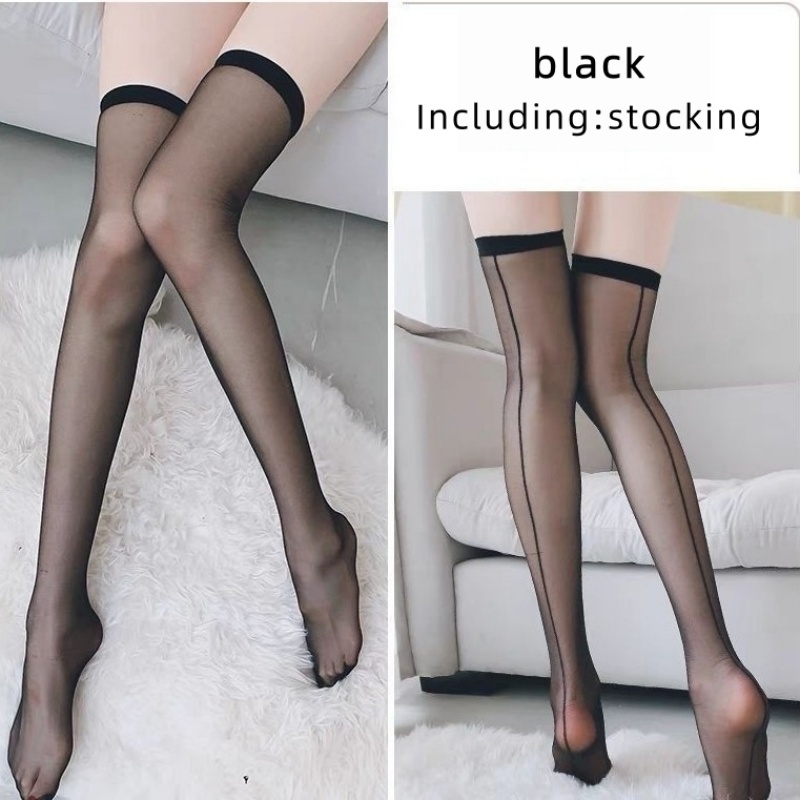 جوارب طويلة للنساء بخط عمودي خ - مراجعة Thigh High Sock Stay Up وسعره