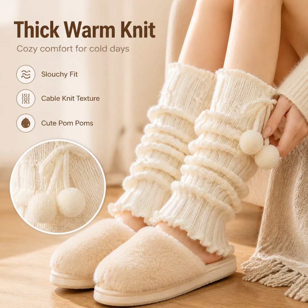 دفايات أرجل محبوكة بحواف مكشكش - مراجعة Boot Sock Slouchy وسعره