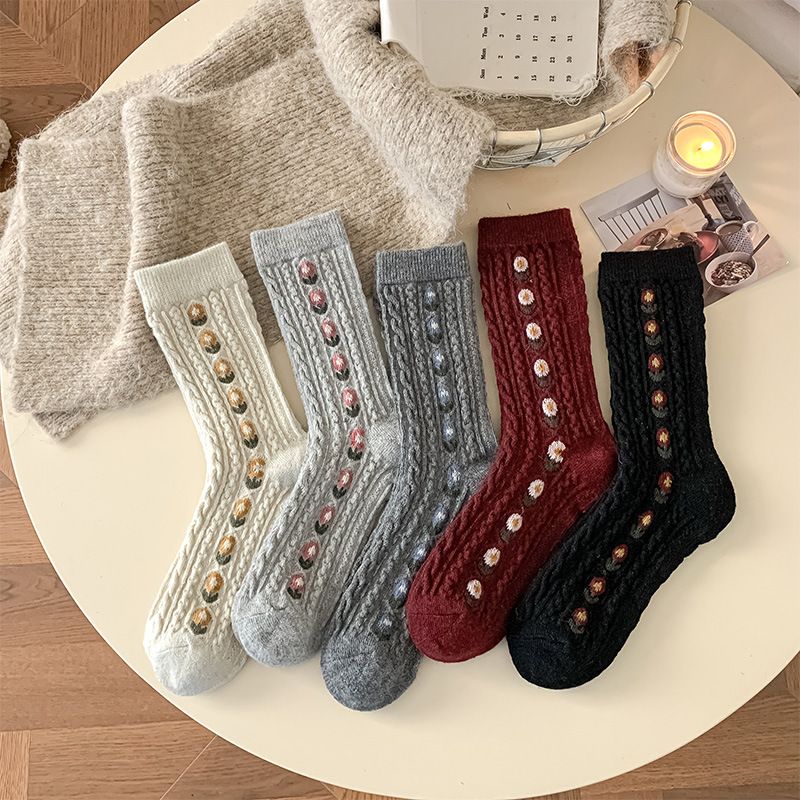الكورية الحلو الأزهار الصوف من - مراجعة Boot Sock Slouchy وسعره